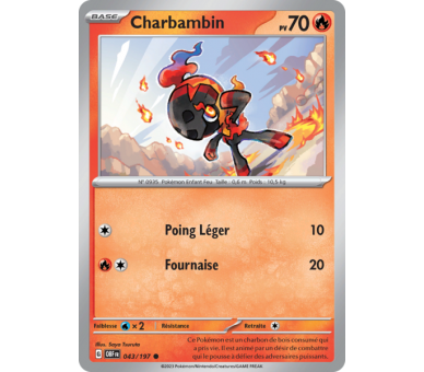 Charbambin Pv 70 043/197 - Carte Commune Reverse - Écarlate et Violet Flammes Obsidiennes