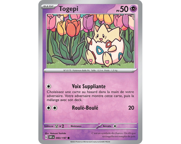 Togepi Pv 50 083/197 - Carte Commune Reverse - Écarlate et Violet Flammes Obsidiennes