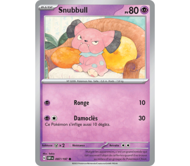 Snubbull Pv 80 087/197 - Carte Commune Reverse - Écarlate et Violet Flammes Obsidiennes