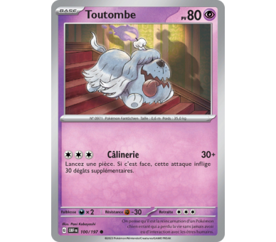 Toutombe Pv 80 100/197 - Carte Commune Reverse - Écarlate et Violet Flammes Obsidiennes