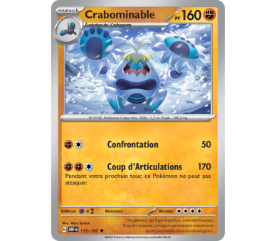 Crabominable Pv 160 115/197 - Carte Peu Commune - Écarlate et Violet Flammes Obsidiennes