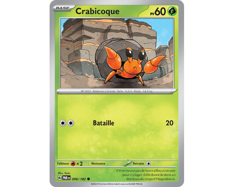 Crabicoque Pv 60 006/182 - Carte Commune Reverse - Écarlate et Violet Faille Paradoxe