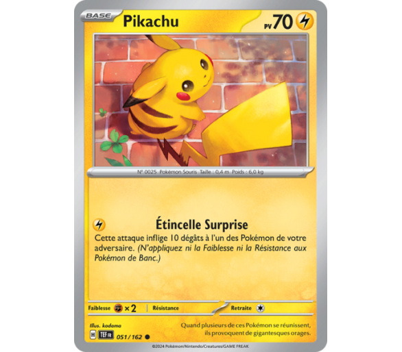 Pikachu Pv 70 051/162 - Carte Commune - Écarlate et Violet Forces Temporelles