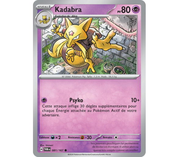 Kadabra Pv 80 081/167 - Carte Commune Reverse - Écarlate et Violet Mascarade Crépusculaire