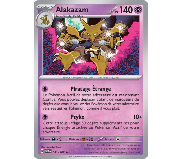 Alakazam Pv 140 082/167- Carte Rare Reverse - Écarlate et Violet Mascarade Crépusculaire