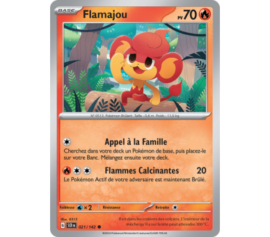 Flamajou Pv 70 021/142 - Carte Commune Reverse - Écarlate et Violet Couronne Stellaire