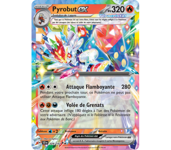 Pyrobut-ex Téracristal Pv 320 028/142 - Carte Double Rare - Écarlate et Violet Couronne Stellaire