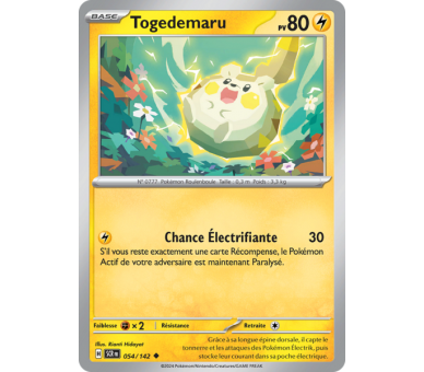 Togedemaru Pv 80 054/142- Carte Peu Commune Reverse - Écarlate et Violet Couronne Stellaire