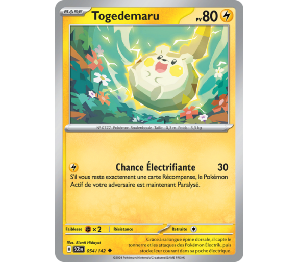 Togedemaru Pv 80 054/142- Carte Peu Commune Reverse - Écarlate et Violet Couronne Stellaire