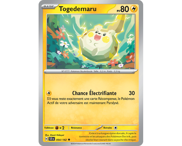 Togedemaru Pv 80 054/142- Carte Peu Commune Reverse - Écarlate et Violet Couronne Stellaire