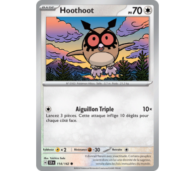 Hoothoot Pv 70 114/142 - Carte Commune Reverse - Écarlate et Violet Couronne Stellaire