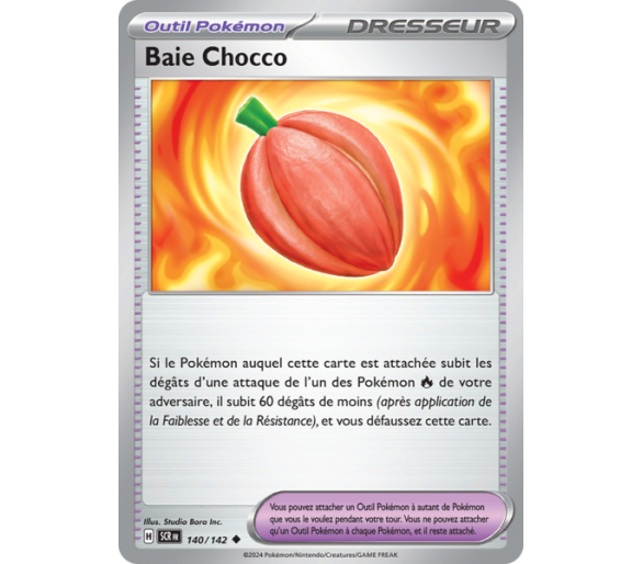 Outil Pokémon Baie Chocco 140/142 - Carte Peu Commune Reverse - Écarlate et Violet Couronne Stellaire