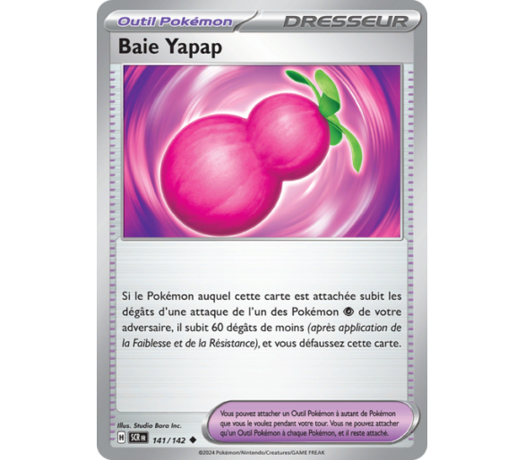 Outil Pokémon Baie Yapap 141/142 - Carte Peu Commune Reverse - Écarlate et Violet Couronne Stellaire