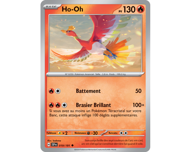 Ho-Oh Pv 130 19/191 - Carte Peu Commune - Écarlate et Violet Étincelles Déferlantes