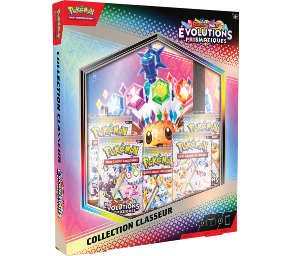 Coffret Pokémon : Portfolio (A4-9 pochettes) + 5 boosters Évolutions Prismatiques