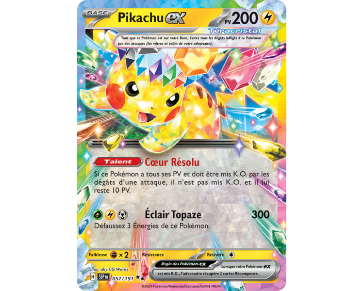 Pikachu-ex Pv 200 057/191 - Carte Double Rare - Écarlate et Violet Étincelles Déferlantes