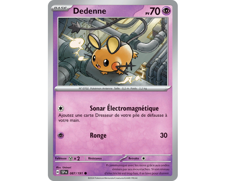 Dedenne Pv 70 087/191 - Carte Commune - Écarlate et Violet Étincelles Déferlantes Dedenne Pv 70 087/191 - Carte Commune - Écarlate et Violet Étincelles Déferlantes