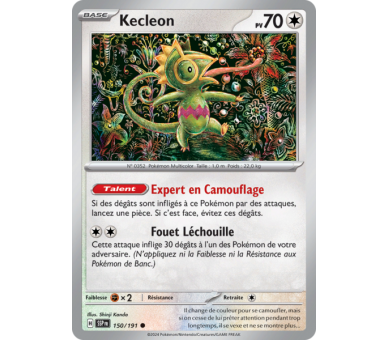 Kecleon Pv 70 150/191 - Carte Commune Reverse - Écarlate et Violet Étincelles Déferlantes