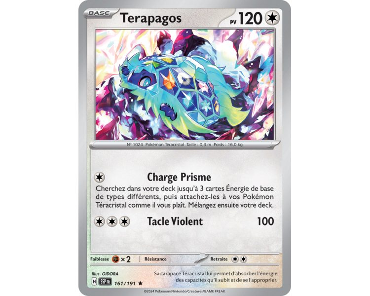 Terapagos Pv 120 161/191 - Carte Rare Holographique - Écarlate et Violet Étincelles Déferlantes Terapagos Pv 120 161/191 - Carte Rare Holographique - Écarlate et Violet Étincelles Déferlantes