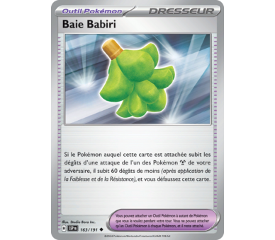 Outil Pokémon Baie Babiri 163/191 - Carte Peu Commune - Écarlate et Violet Étincelles Déferlantes