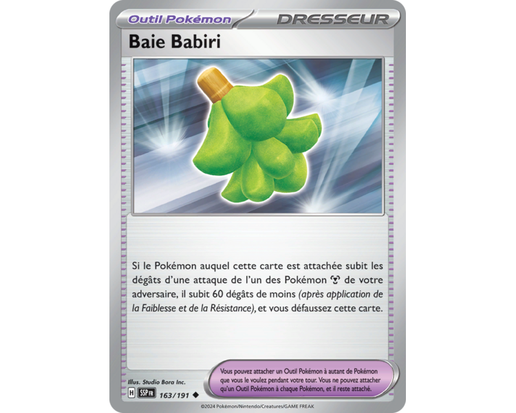 Outil Pokémon Baie Babiri 163/191 - Carte Peu Commune - Écarlate et Violet Étincelles Déferlantes