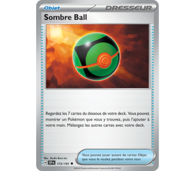 Objet Pokémon Sombre Ball 175/191 - Carte Peu Commune - Écarlate et Violet Étincelles Déferlantes