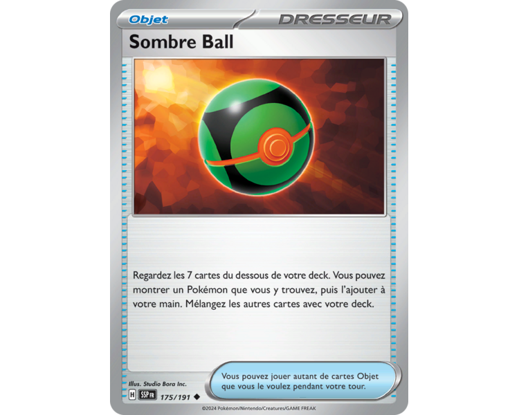Objet Pokémon Sombre Ball 175/191 - Carte Peu Commune - Écarlate et Violet Étincelles Déferlantes Objet Pokémon Sombre Ball 175/191 - Carte Peu Commune - Écarlate et Violet Étincelles Déferlantes