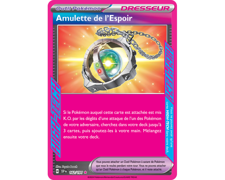 Outil Pokémon Amulette de l'Espoir 162/191 - Carte High-Tech Rare - Écarlate et Violet Étincelles Déferlantes