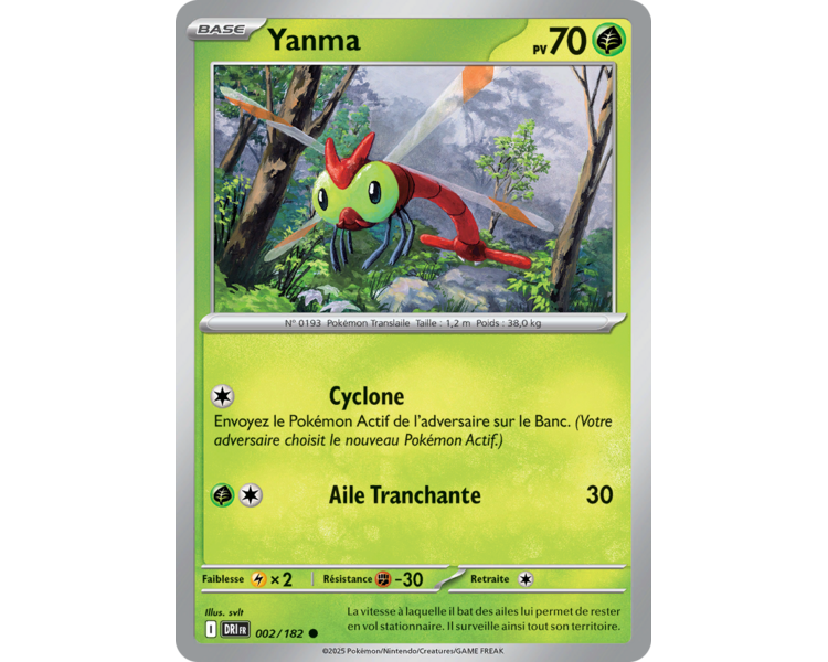 Yanma Pv 70 002/182 – Carte Commune – Écarlate et Violet Rivalités Destinées Yanma Pv 70 002/182 – Carte Commune – Écarlate et Violet Rivalités Destinées