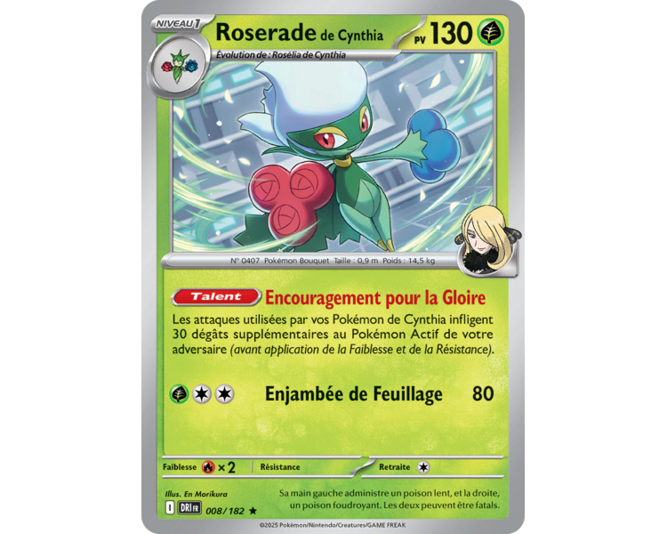 Roserade de Cynthia Pv 130 8/182 – Carte Rare Holographique – Écarlate et Violet Rivalités Destinées