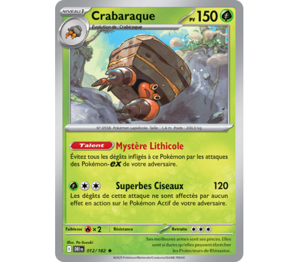 Crabaraque Pv 150 12/182 – Carte Rare Holographique – Écarlate et Violet Rivalités Destinées