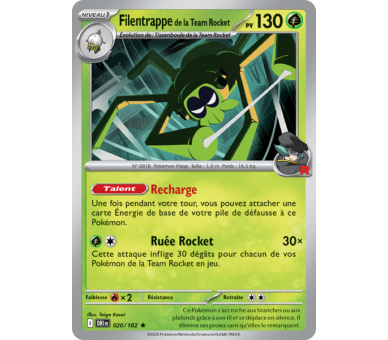 Filentrappe de la Team Rocket Pv 130 20/182 – Carte Rare Holographique – Écarlate et Violet Rivalités Destinées
