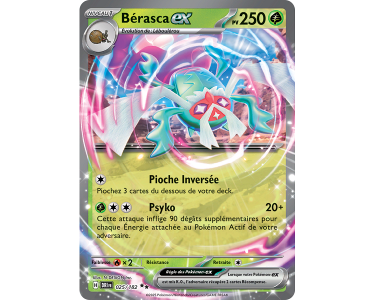 Bérasca‑ex 250 25/182 – Carte Pokémon‑ex Double Rare – Écarlate et Violet Rivalités Destinées Bérasca‑ex 250 25/182 – Carte Pokémon‑ex Double Rare – Écarlate et Violet Rivalités Destinées