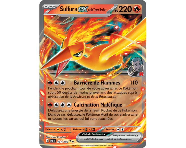 Sulfura-ex de la Team Rocket 220 31/182 – Carte Pokémon‑ex Double Rare – Écarlate et Violet Rivalités Destinées Sulfura-ex de la Team Rocket 220 31/182 – Carte Pokémon‑ex Double Rare – Écarlate et Violet Rivalités Destinées