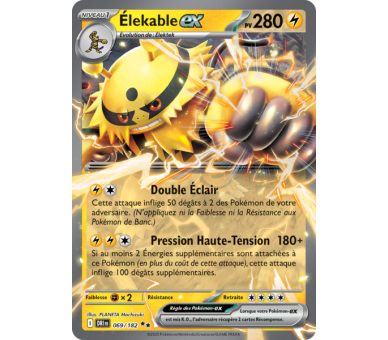 Élekable-ex Pv 280 69/182 – Carte Pokémon‑ex Double Rare – Écarlate et Violet Rivalités Destinées