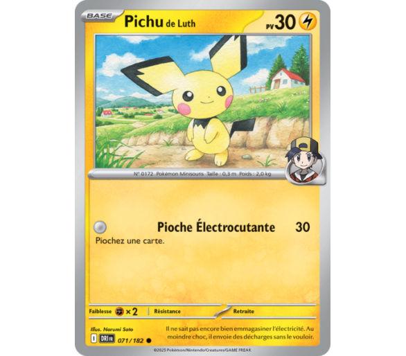 Pichu de Luth Pv 30 71/182 – Carte Commune Reverse – Écarlate et Violet Rivalités Destinées