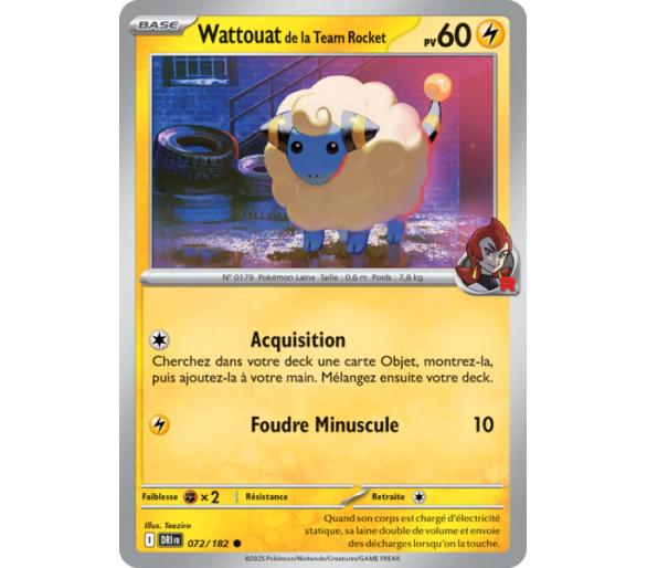 Wattouat de la Team Rocket Pv 60 72/182 – Carte Commune Reverse – Écarlate et Violet Rivalités Destinées