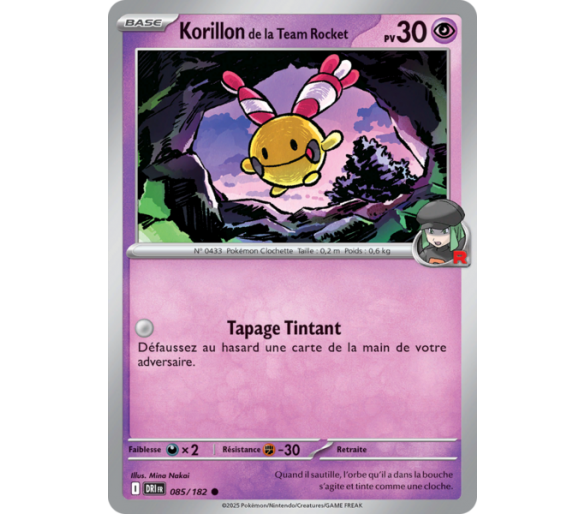 Korillon de la Team Rocket Pv 30 85/182 – Carte Commune Reverse – Écarlate et Violet Rivalités Destinées