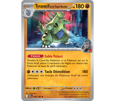 Tyranocif de la Team Rocket Pv 180 96/182 - Carte Rare Holographique - Écarlate et Violet Rivalités Destinées