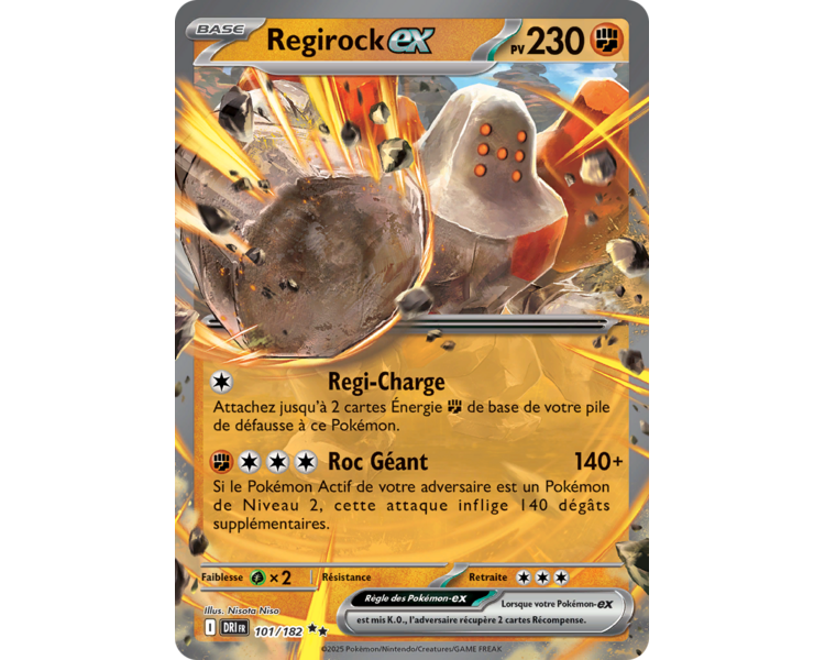 Regirock-ex Pv 230 101/182 – Carte Pokémon‑ex Double Rare – Écarlate et Violet Rivalités Destinées Regirock-ex Pv 230 101/182 – Carte Pokémon‑ex Double Rare – Écarlate et Violet Rivalités Destinées