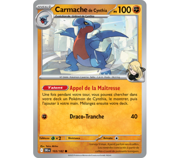 Carmache de Cynthia Pv 100 103/182 – Carte Commune – Écarlate et Violet Rivalités Destinées