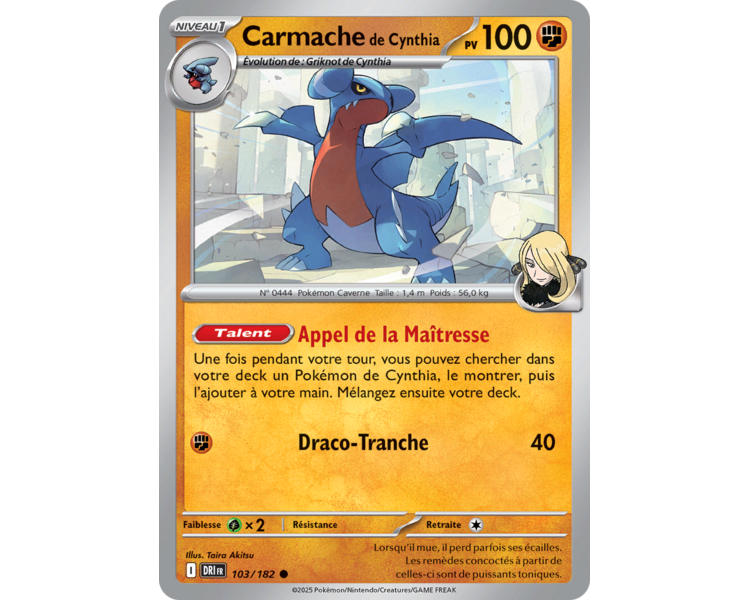 Carmache de Cynthia Pv 100 103/182 – Carte Commune – Écarlate et Violet Rivalités Destinées Carmache de Cynthia Pv 100 103/182 – Carte Commune – Écarlate et Violet Rivalités Destinées