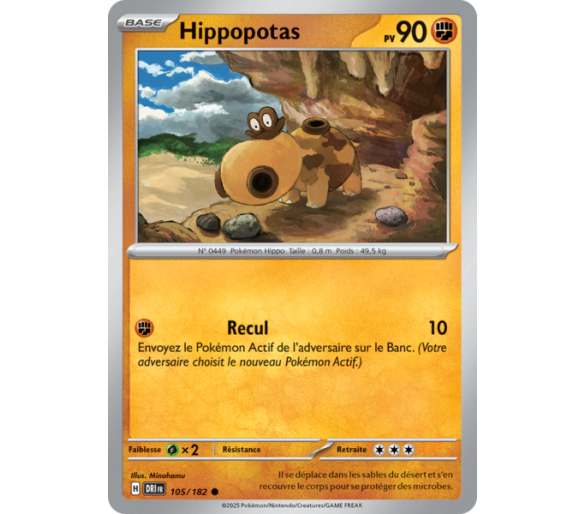 Hippopotas Pv 90 105/182 – Carte Commune – Écarlate et Violet Rivalités Destinées