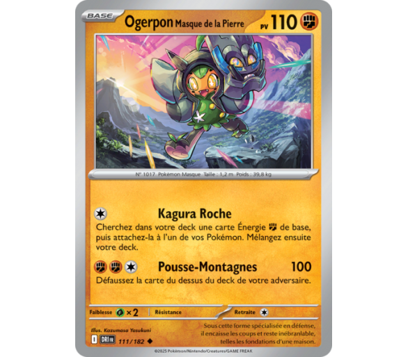 Ogerpon Masque de la Pierre Pv 110 111/182 - Carte Peu Commune - Écarlate et Violet Rivalités Destinées