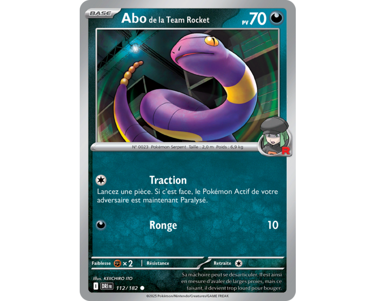 Abo de la Team Rocket Pv 70 112/182 – Carte Commune Reverse – Écarlate et Violet Rivalités Destinées Abo de la Team Rocket Pv 70 112/182 – Carte Commune Reverse – Écarlate et Violet Rivalités Destinées