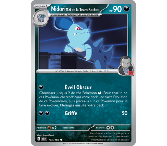 Nidoran♀ de la Team Rocket Pv 70 114/182 – Carte Commune – Écarlate et Violet Rivalités Destinées