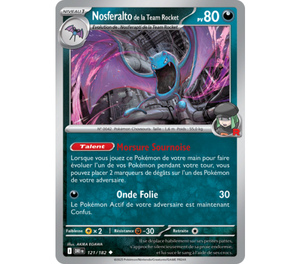 Nosferalto de la Team Rocket Pv 80 121/182 - Carte Peu Commune - Écarlate et Violet Rivalités Destinées