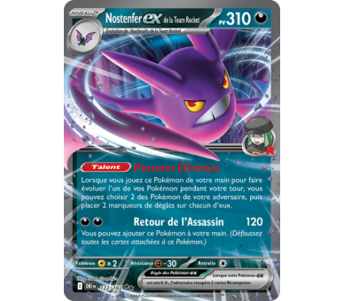 Nostenfer-ex de la Team Rocket Pv 310 122/182 – Carte Pokémon‑ex Double Rare – Écarlate et Violet Rivalités Destinées