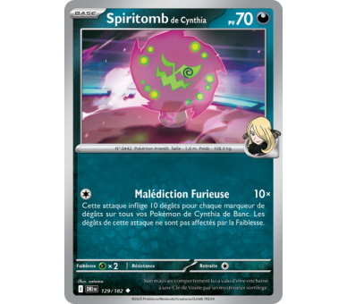 Spiritomb de Cynthia Pv 70 129/182 - Carte Peu Commune - Écarlate et Violet Rivalités Destinées