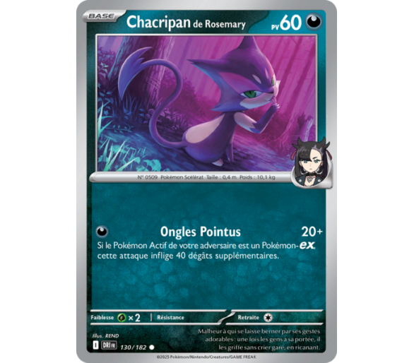 Chacripan de Rosemary Pv 60 130/182 – Carte Commune Reverse – Écarlate et Violet Rivalités Destinées